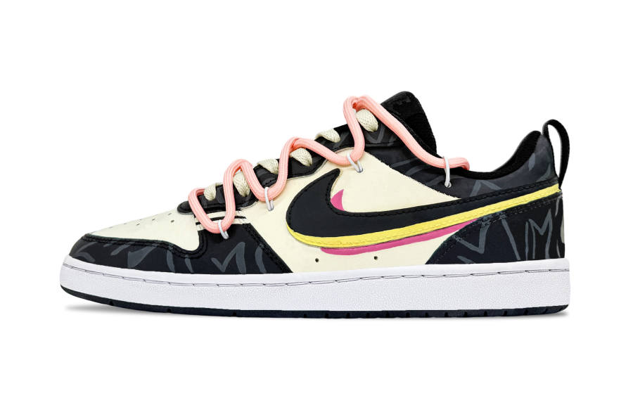 Nike Nike Court Borough Black Pink Phantom Leather Anti Kick And Abrasion Resistant Low top Kids' Skateboarding Shoes Pink