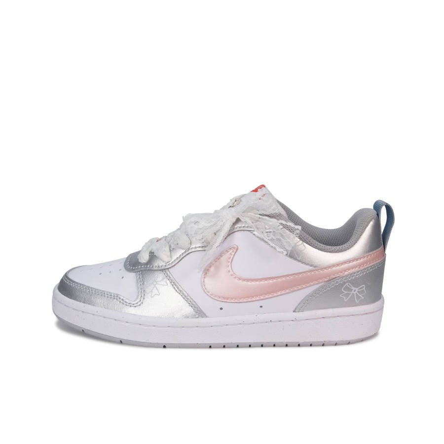 Nike Nike Court Borough Slip Resistant Abrasion Resistant Low top Kids' Skateboarding Shoes Silver Teenagers