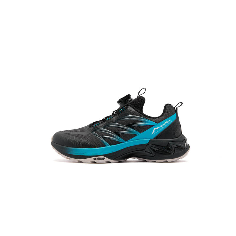 QIAODAN Flood Synthetic Leather, Textile Outdoor Sports Low top Running Shoes Black Blue Teenagers