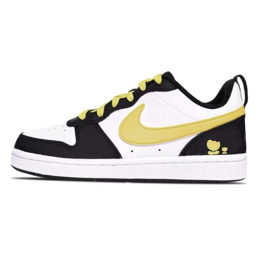 Nike Nike Court Borough Floral Synthetic Leather Low top Skateboard Shoes Black Yellow Kids'