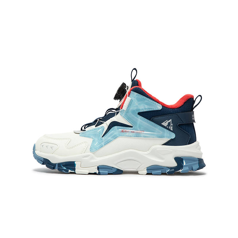 XTEP Lingfeng 2.0 Synthetic Leather Slip Resistant Abrasion Resistant High top Casual Shoes White Blue Kids'