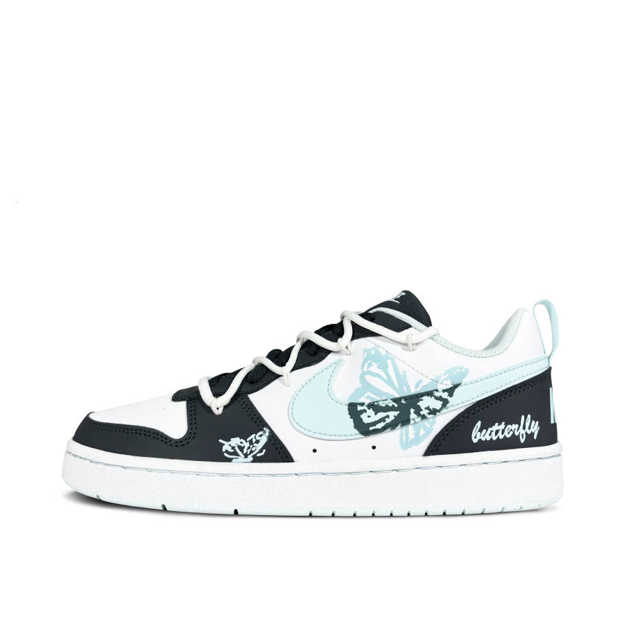 Nike Nike Court Borough Slip Resistant Abrasion Resistant Low top Kids' Skateboarding Shoes Black Cyan Teenagers