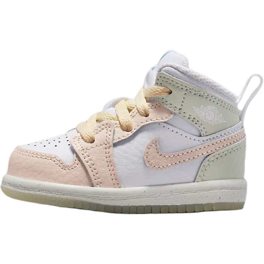 Jordan Jordan Air Jordan 1 Genuine Leather Abrasion Resistant Abrasion Resistant Mid top Toddler Shoes White Beige