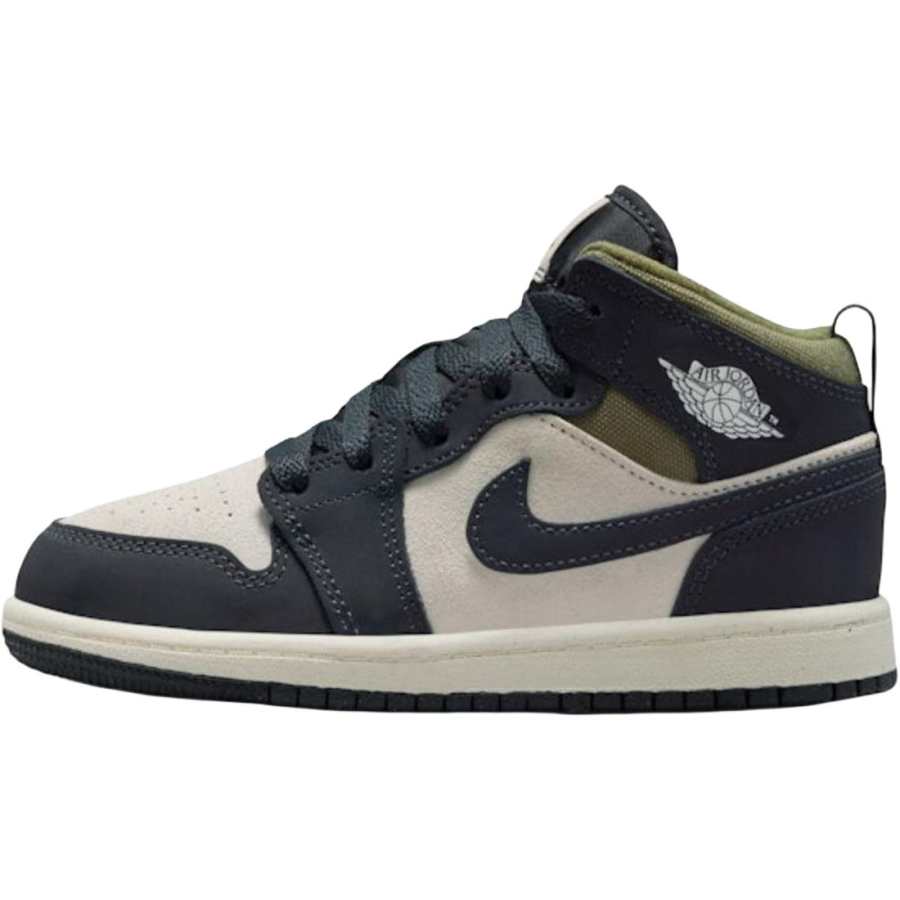 Jordan Jordan 1 Mid top Children's Basketball Shoes Black Gray Children Aged 3 7 Years Old