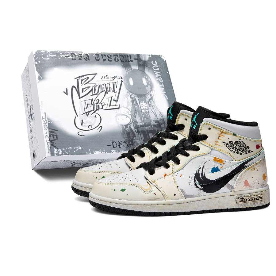 Jordan Jordan Air Jordan 1 Ink Dot Frenzy, Box Cushioning Abrasion Resistant Cushioning, Wear Resistant Mid top