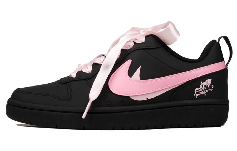 Nike Nike Court Borough 2 Slip Resistant Low top Kids' Skateboarding Shoes Black Pink Teenagers