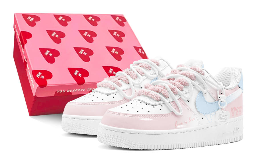 Nike Nike Air Force 1 LE Synthetic Leather Low top Kids' Skateboarding Shoes Pink Teenagers