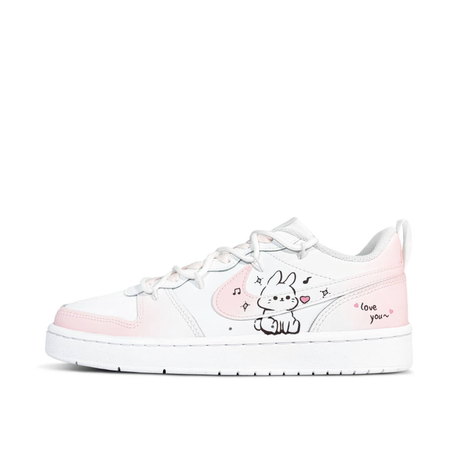 Nike Nike Court Borough Music And Rabbit Low top Kids' Skateboarding Shoes Pink White Teenagers