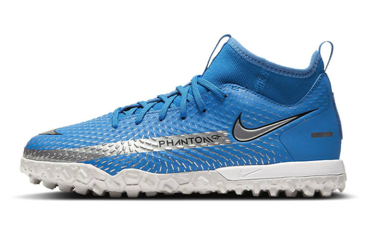 Nike Nike Phantom GT Academy DF Slip Resistant Cushioning Abrasion Resistant Lightweight Mid top Kids' Soccer Shoes Blue