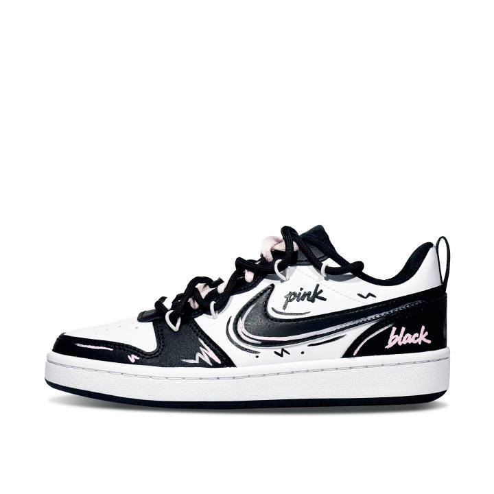 Nike Nike Court Borough Black Pink Low top Skateboard Shoes Black White Kids'