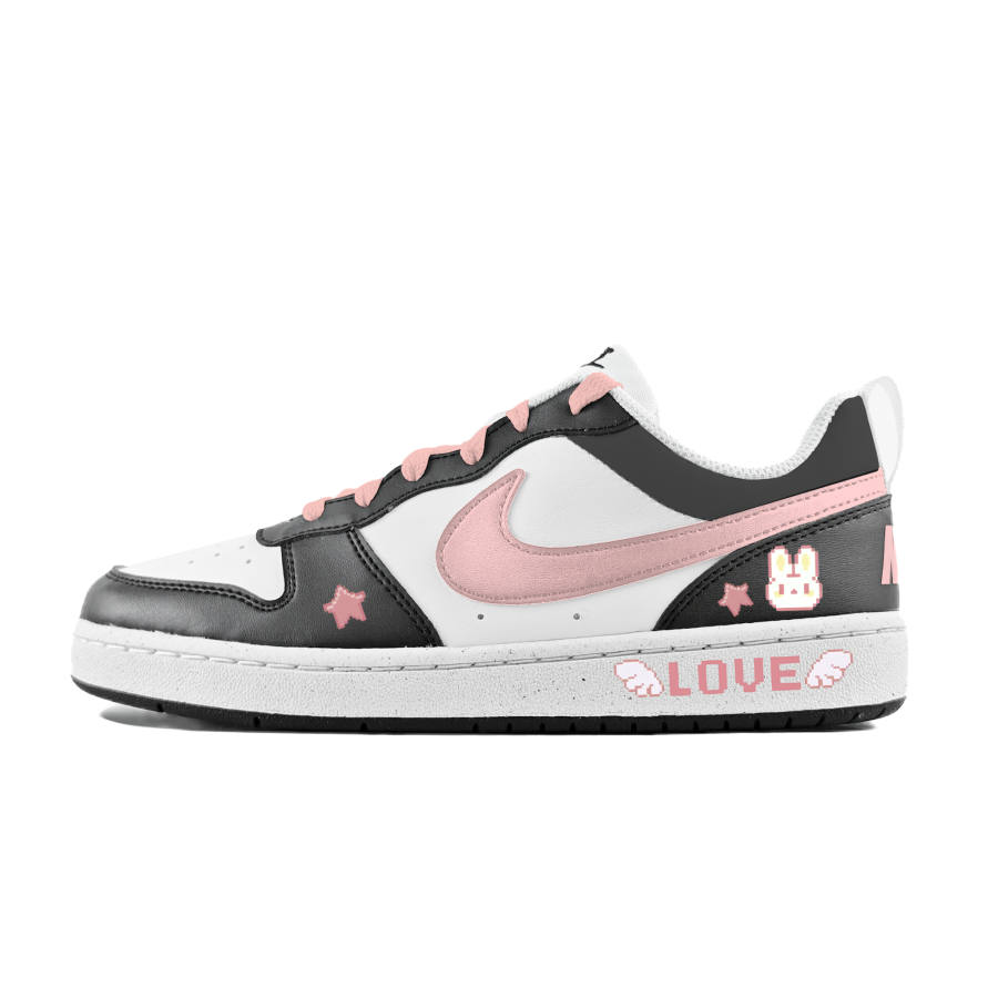Nike Nike Court Borough Angel Bunny Slip Resistant Abrasion Resistant Low top Kids' Skateboarding Shoes Black Pink Teenagers