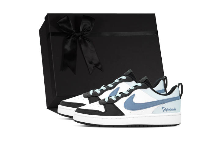 Nike Nike Court Borough First Encounter Dream S BOX Leather Abrasion Resistant Low top Kids' Skateboarding Shoes White Blue