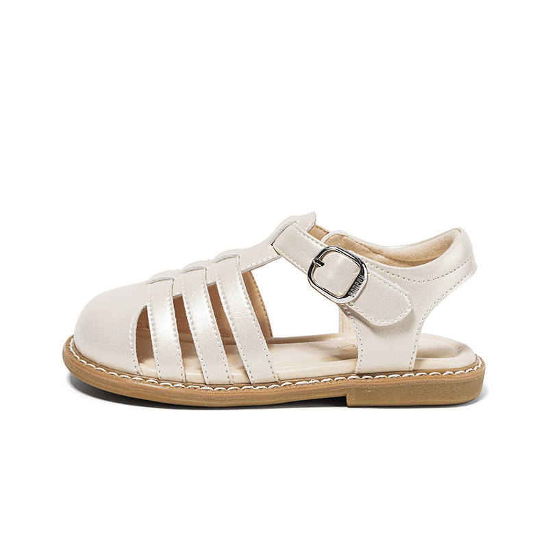 Snoffy Synthetic Leather Slip Resistant And Breathable Sandal Pearl White Kids'