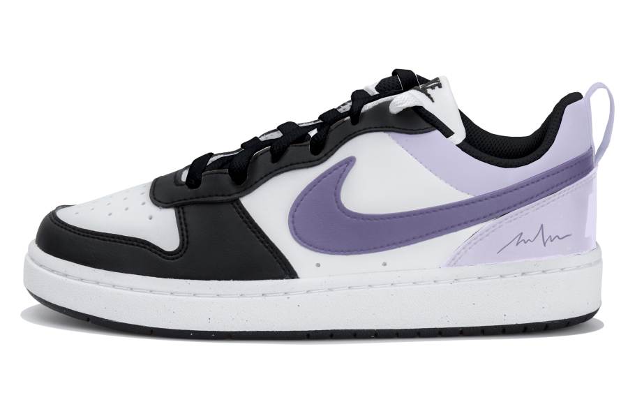 Nike Nike Court Borough Synthetic Leather Low top Kids' Skateboarding Shoes White Black Purple Teenagers
