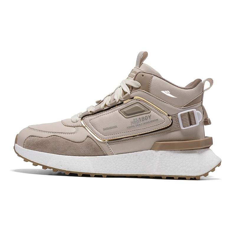 KUDING Pigskin Fashionable Sports Comfortable Fleece Lined Waterproof And Warm Mid top Casual Shoes Men's
