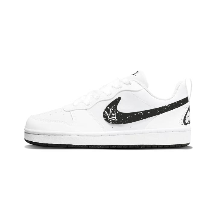Nike Nike Court Borough Synthetic Leather Abrasion Resistant Low top Kids' Skateboarding Shoes Black White Unisex