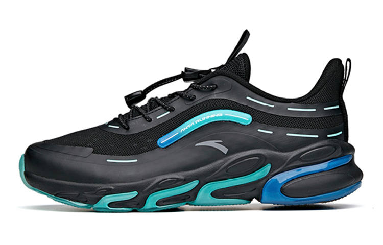 Antakids Fabric Slip Resistant Cushioning Abrasion Resistant Low top Running Shoes Black Blue Teenagers