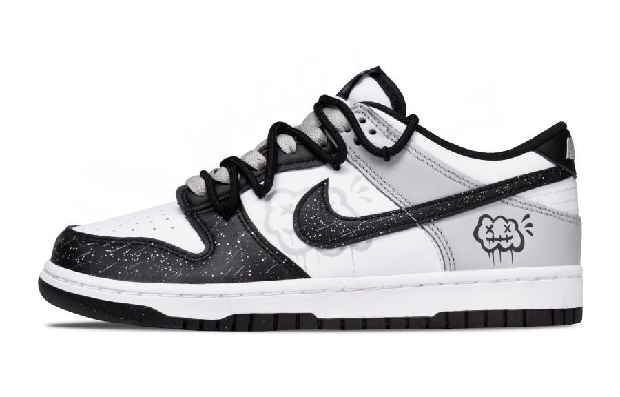 Nike Nike Dunk Starry Ink Sky Abrasion Resistant Abrasion Resistant Low top Kids' Skateboarding Shoes Black White Gray