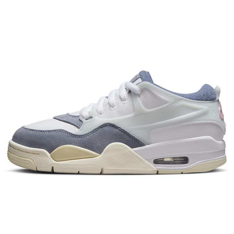 Jordan Jordan Air Jordan 4 Suede Low top Basketball Shoes White Blue Gray Unisex