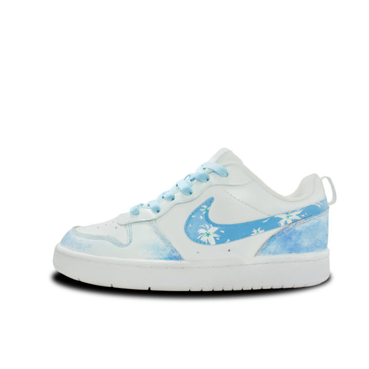 Nike Nike Court Borough Low 2 Leather Cushioning Breathable Low top Skateboard Shoes Blue Kids'