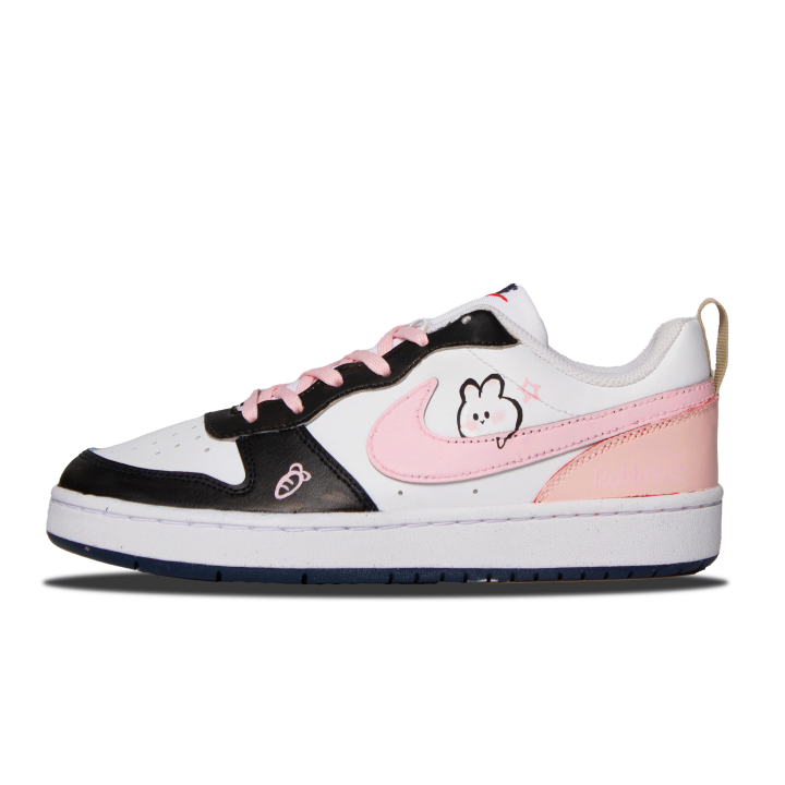 Nike Nike Court Borough Cute Rabbit Hook Abrasion Resistant Lightweight Cushioning Low top Skateboard Shoes Pink Black Kids'