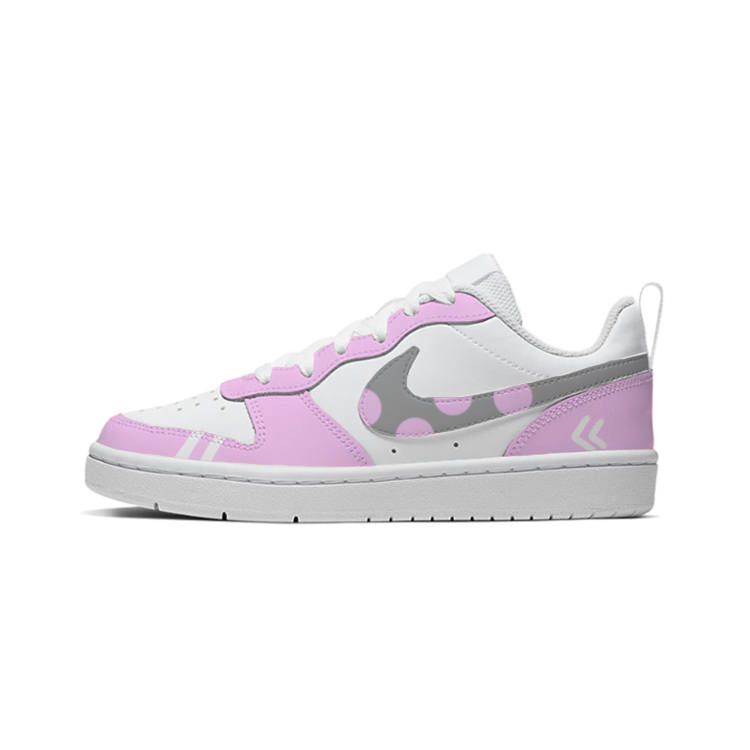 Nike Nike Court Borough Pink Ornaments Leather Low top Kids' Skateboarding Shoes Pink White Gray Teenagers