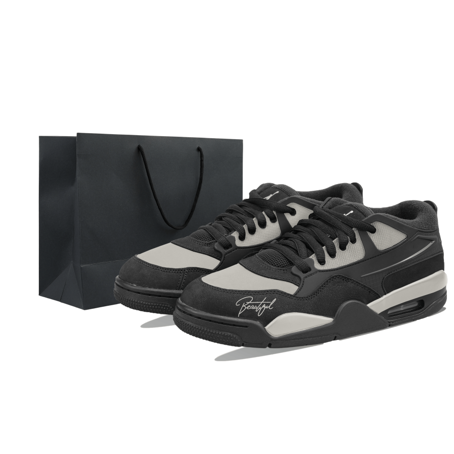 Jordan Jordan Air Jordan 4 Elegant Gray Slip Resistant Abrasion Resistant Low top Kids Lifestyle Shoes Teenagers