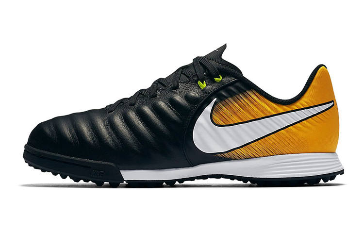Nike Nike JR TiempoX Ligera 4 Slip Resistant Cushioning Abrasion Resistant Low top Kids' Soccer Shoes Black Yellow Kids'