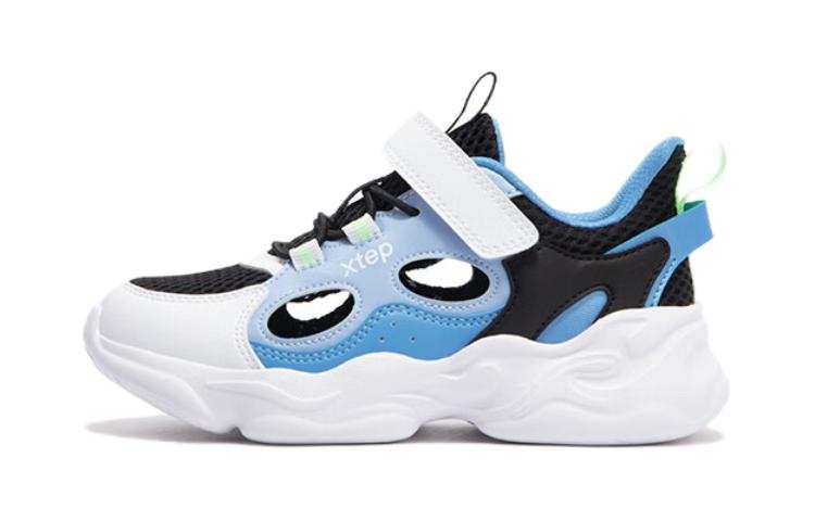 XTEP Slip Resistant Slip Resistant Kids Lifestyle Shoes White Black Blue Children Aged 3 7 Years Old