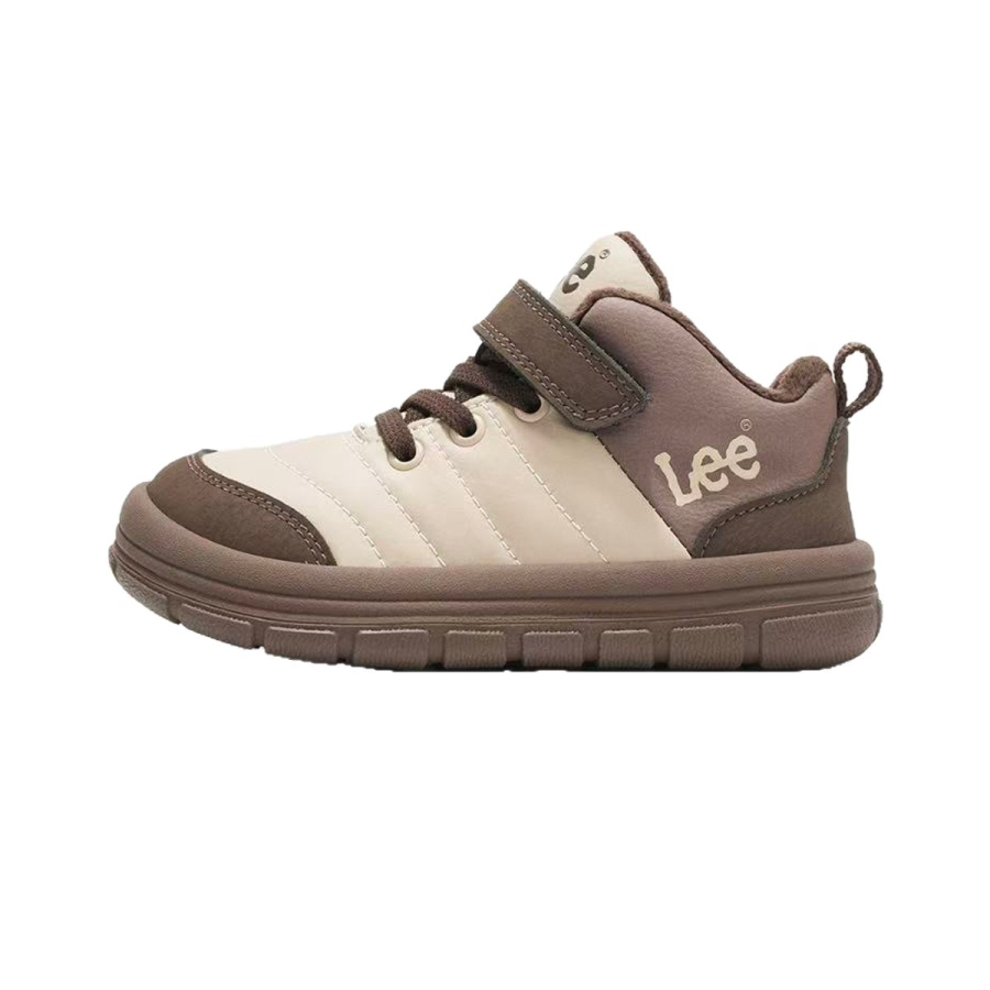 LEE KIDS Comfortable Thermal Fleece Lined Lining Platform Convenient Hook and Loop Trendy Outdoor Insulated Shoes Khaki