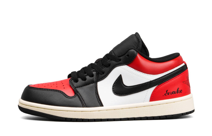 Jordan Jordan Air Jordan 1 Low Fashion Trend Slip Resistant Anti Kick Cushioning Low top Children's Basketball Shoes Black Red