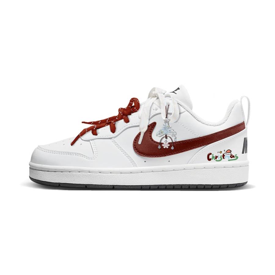 Nike Nike Court Borough Snow Tree Starlight Low top Kids' Skateboarding Shoes White Red Green Teenagers