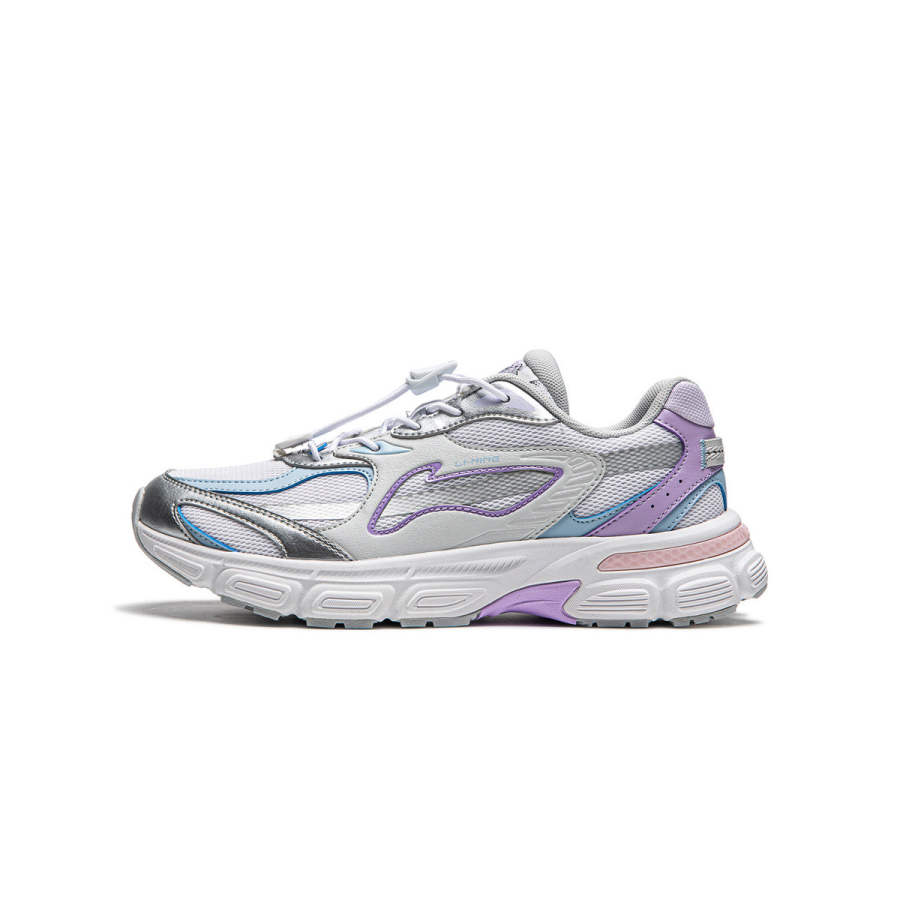 Li-Ning YOUNG Li Ning YOUNG Sports Life Collection Synthetic Leather Low top Casual Shoes White Gray Silver Unisex
