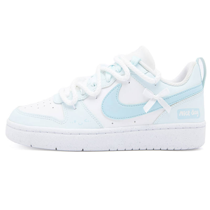 Nike Nike Court Borough Milk Blue Coconut Leather Low top Kids' Skateboarding Shoes Blue Teenagers
