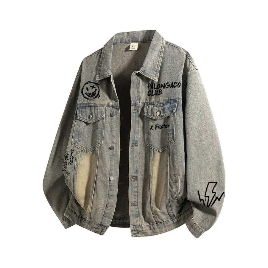 PAL ONGACO Denim Jackets Unisex Lapel Moderate Straight Fit