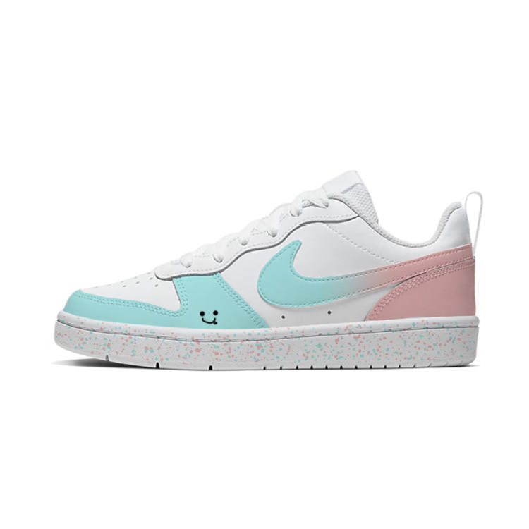 Nike Nike Court Borough Pink Mist Sea Leather Low top Kids' Skateboarding Shoes White Pink Blue
