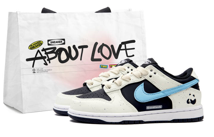 Nike Nike Dunk 'White/Black' Synthetic Leather Low top Kids' Skateboarding Shoes Sky Blue Kids'