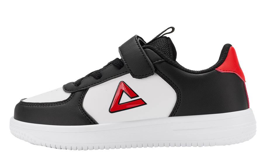 PEAK Synthetic Leather Rebound Lightweight Cushioning Low top Kids' Skateboarding Shoes Black Red