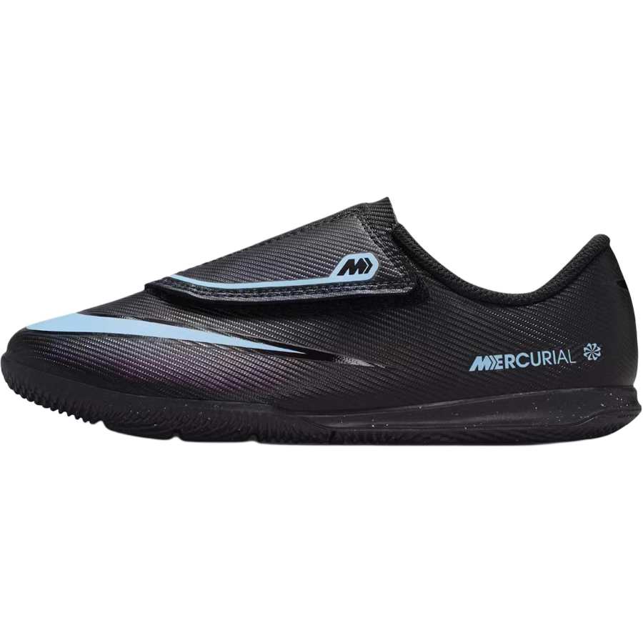 Nike Nike Mercurial Vapor 16 Abrasion Resistant Low top Kids' Soccer Shoes Black/Ice Blue Children Aged 3 7 Years Old