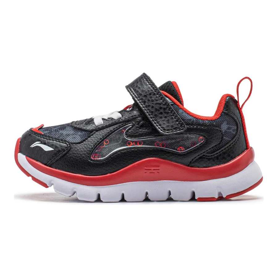 Li-Ning YOUNG Li Ning YOUNG Slip Resistant Abrasion Resistant Low top Casual Shoes Black Red Kids'