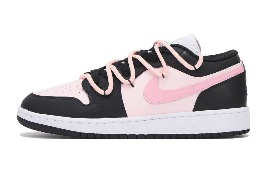 Jordan Jordan Air Jordan 1 Slip Resistant Abrasion Resistant Low top Children's Basketball Shoes Black Pink Teenagers