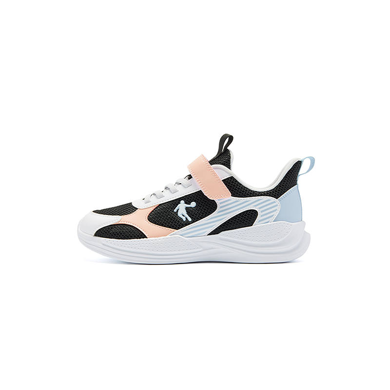 QIAODAN Synthetic Leather, Textile Low top Running Shoes Black/Jordan White Teenagers