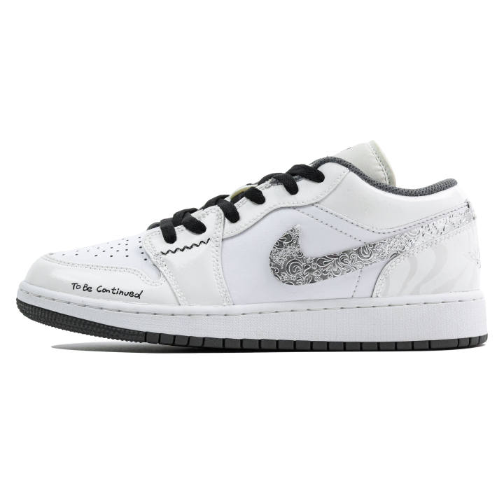 Jordan Jordan Air Jordan 1 Silver Wing Low top Children's Basketball Shoes White Silver Teenagers