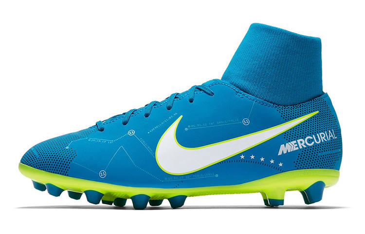Nike Nike Mercurial JR Mercurial Victory 6 Slip Resistant Cushioning Abrasion Resistant High top Soccer Shoes Blue Kids'