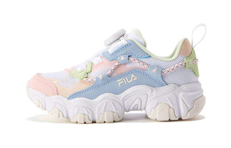 FILA KIDS BOA Synthetic Leather, Mesh Sports Breathable Low top Kids' Running Shoes White Pink
