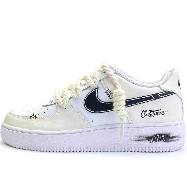 Nike Nike Air Force 1 Leather Slip Resistant, Abrasion Resistant, Rebound Low top Kids' Skateboarding Shoes Beige Unisex