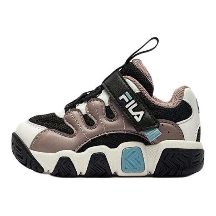 FILA KIDS Slip Resistant Abrasion Resistant Low top Children's Basketball Shoes Black Brown White Kids