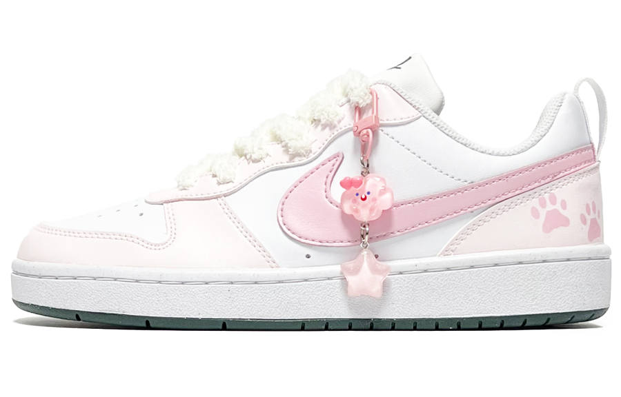 Nike Nike Court Borough Milk Puff Leather Slip Resistant Abrasion Resistant Low top Kids' Skateboarding Shoes Pink Teenagers
