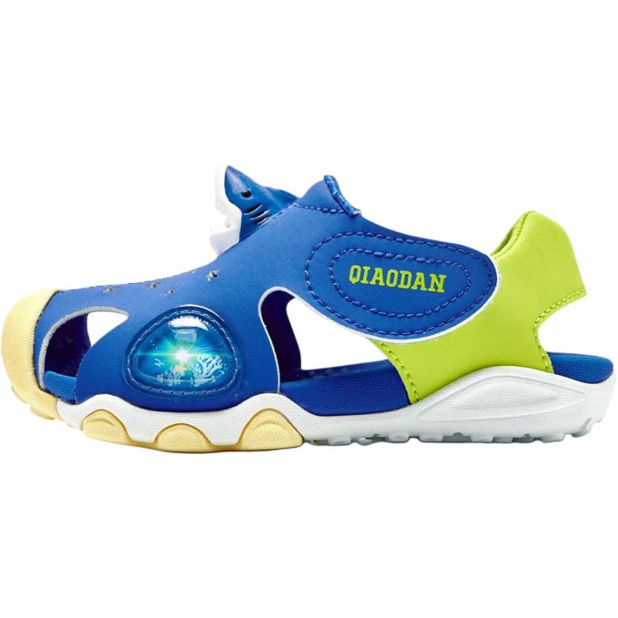 QIAODAN Synthetic Leather Slip Resistant Abrasion Resistant Low top Toddler Shoes Blue Infant And Toddler