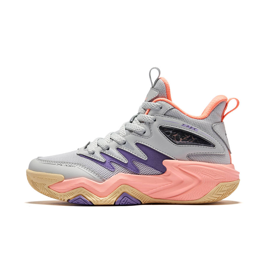 ERKE KIDS Textile, Synthetic Leather High top Children's Basketball Shoes White Dew Gray/Biker Purple Kids'